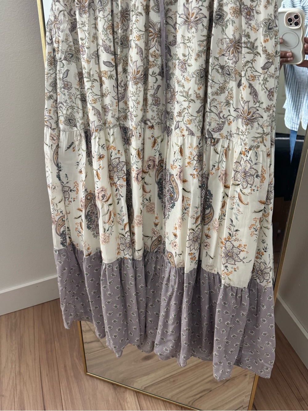 Anthropologie Lavender and Cream Floral Tiered Maxi Dress - Picture 3 of 5